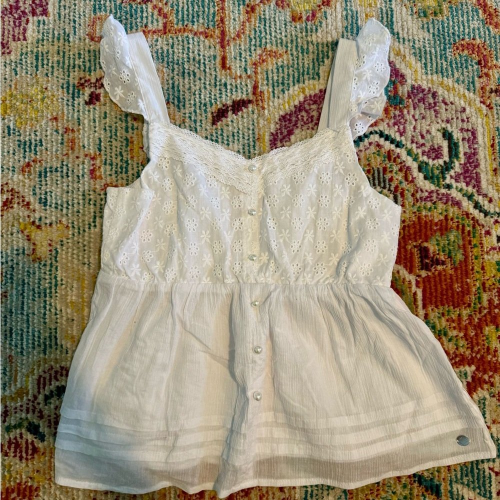 White Eyelet Sleeveless Top